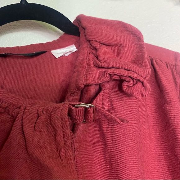 5 for $30 Bern Conrad Vintage Button Down Ruffle Collar Shirt Burgundy Medium - Picture 5 of 6
